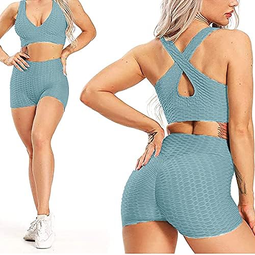 Shorts atléticos dsodan para mulheres 2 pcs contoram as calças de levantamento de butt de butt de booty de altas altas da cintura