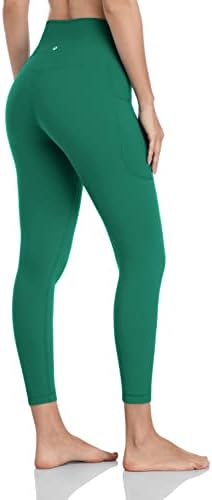 Heynuts essencial 7/8 leggings com bolsos laterais para mulheres, calças de ioga de compressão de cintura alta 25 '' '