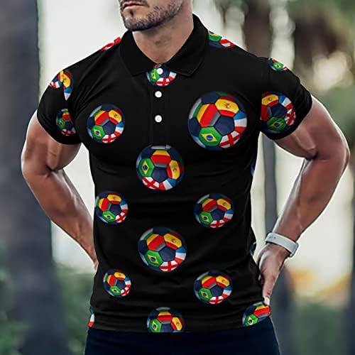 Futebol de futebol com bandeiras de manga curta masculina Camisa polo de polo