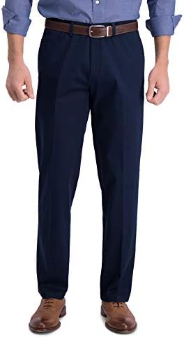 Haggar Men's Colle Right Performance Flex Solid Slim Fit Front Front Pant