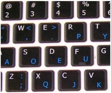4Keyboard Mac English - Dvorak em adesivos de teclado de fundo preto