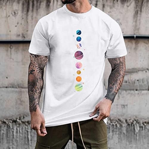 Camisas elegantes para homens Planeta espacial astronauta Impressão da tripulante curta Blusa de pulôver de manga curta Tops