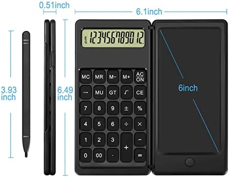 Calculadora dobrável yfqhdd com 6 polegadas LCD Tablet Digital Pad Pad Stylus Erase Button Lock Função Smart Calculator