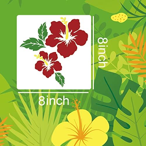 Estêncil hibiscus de 8 polegadas FLOR FLOR STENCY 8 polegadas Modelos de desenho de flores tropicais Hawaii Flores de pintura de estênceis para madeira de parede de madeira Decoração de casa de mobília