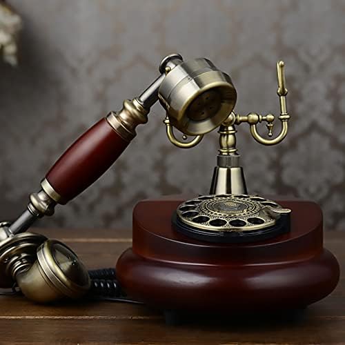 Telefone digital de madeira sólida Classic Classic Vintage Antigo Telefone antigo Button Dial Telefone doméstico para decoração