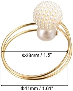 Uxcell Metal Napkin Rings Conjunto de 4, pérolas do anel de guardana
