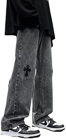 FantasyGears Y2K Jeans Men Grunge Hip Hop calça folga reta Denim gráfico de jeans solteiros de calça gótica de gótica