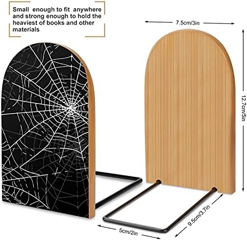 Livro da web de aranhas de Halloween para prateleiras para suportes de madeira para livros pesados ​​divisor Modern decorativo