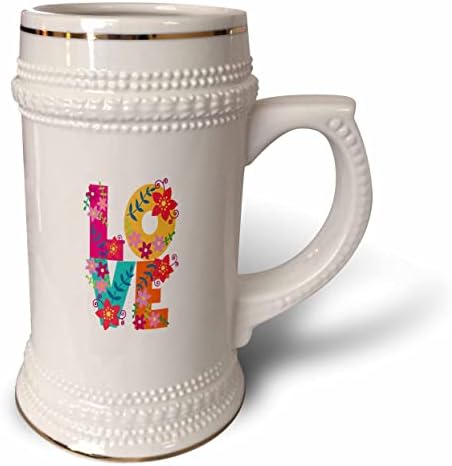 Imagem 3drose da palavra amor feito tudo em flores - 22oz de caneca de Stein