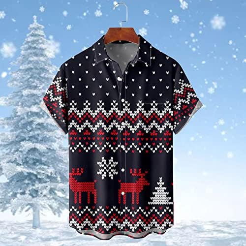 XXBR Christmas Shirt for Men Hawaiian Relaxed Fit Sleeve Button Down Down Down