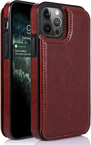 Caixa da carteira Bholsa para iPhone 14/14 Plus/14 Pro/14 Pro Max, Slim Fit Premium Leather Kickstand Holder Back Case Back Case