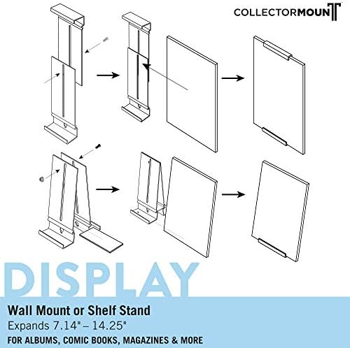 CollectorMount Album Mount 1 Pack, Stand de prateleira de gravação de vinil e tela de montagem na parede, invisível e ajustável