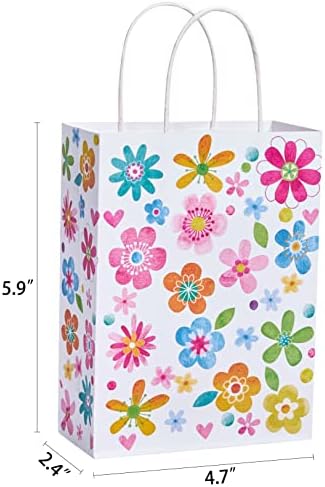 Suncolor 25 peças 6 Mini sacolas de brindes florais pequenas sacolas de presente para favor da festa/dia de Páscoa/primavera/dia