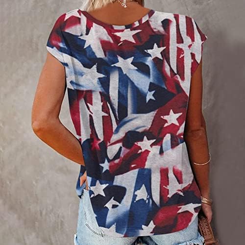 Camisas patrióticas para mulheres American Bandle T-shirt Drop ombro Férias de verão Tops 2023 EUA Blusa do Dia da Independência dos