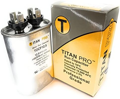 Titan Pro Oval Motor Run Capacitor, 12,5 Classificação de Microfarad, tensão 370-440VAC - TOCF12.5