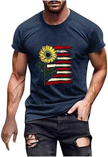 lcepcy engraçado 4 de julho Tees for Men Casual Crew pescoço de manga curta T Camisetas Treino Athletic Athletic Patrity