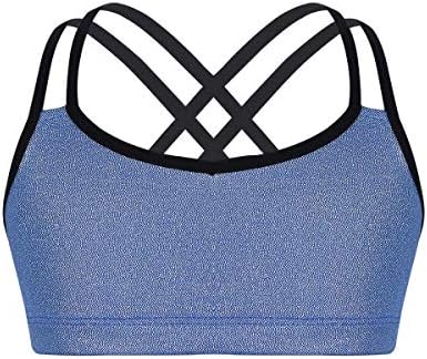 Mufeng Kids Girls Shiny Lantejous Tops Crop Gym Yoga Dance Bras Dancewear Apresenta de Autas Crisscross Back Tops Tops Activewear