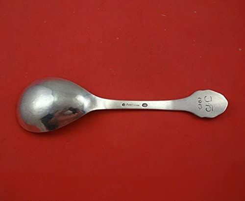 Crocus aka 3 de Evald Nielsen dinamarquês Sterling Silver Serving Spoon 9 3/4