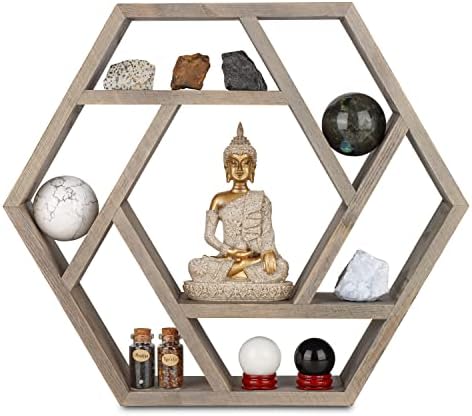 Decoração de risco Prateleira de exibição de cristal para cedas de cura e decoração zen, prateleira de óleo essencial