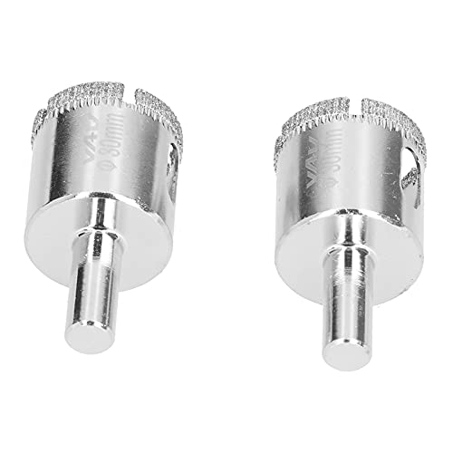 Fafeicy 2pcs serra de orifício de diamante, broca de broca revestida com orifício de broca de vidro Conjunto de broca de núcleo,