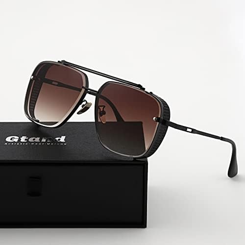 Gtand Moda Square Oversized Aviator Gradiente Óculos de sol para homens Escudo lateral de metal vintage Glasses de sol