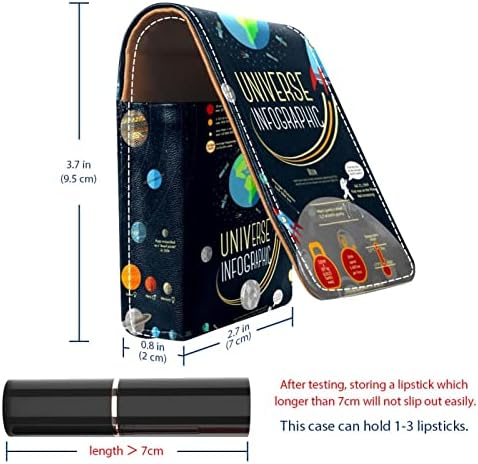 Mini Caso de Lipstick com Mirror for Purse, Universo Infographics Solar System System portátil Organização