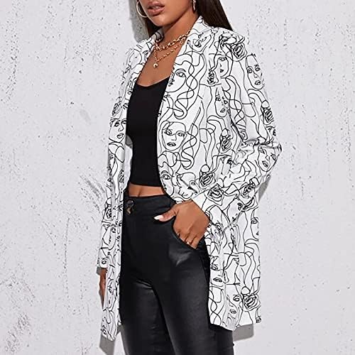 HGPS8W Manga longa feminina Blazer chique botão de lapela pop art art de graffi impressão colorida de trabalho de escritório com bolsos