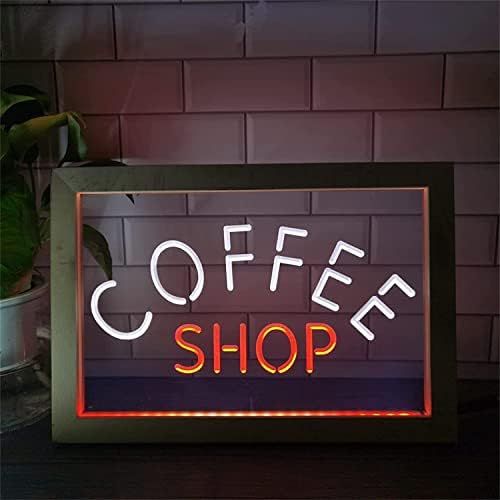 Dvtel Coffee Shop LED NEON SIGN, LOGO DO CAFE 3D LUZES NOTIVAS LUZES USB ACRYLIC LUZES, MARAL PENANDO FOTO FOTO LUMININAL SIGNA, 42X32CM HOTEL Restaurant Bar Coffee Shop