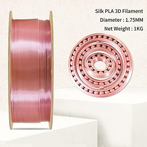 MKOEM 3D Filamento de impressão de 1,75 mm de seda de seda de ouro rosa PLA 3D Filamento da impressora, 1kg de 2,2 libras