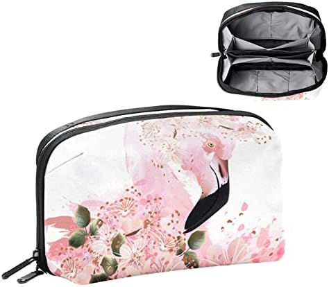 Organizador de eletrônicos, Art Spring Pink Flamingo e Flores Organizador de Cable Small Travel Transportador, bolsa de estojo