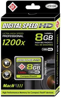 Velocidade digital 8GB 1200X Profissional High Speed ​​Mach III 160MB/s Erro Free HD Memory Card Class 10