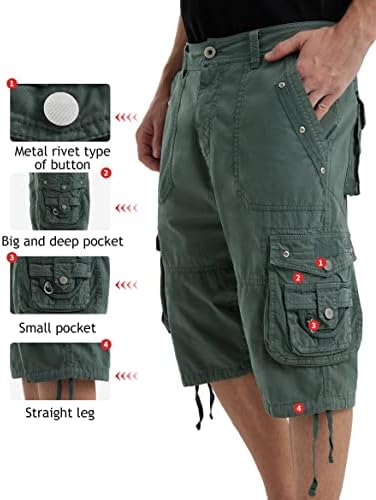 Vopoker Men's Ripstop Cargo Shorts Long Sarra de algodão Legal para o trabalho Ourdoor