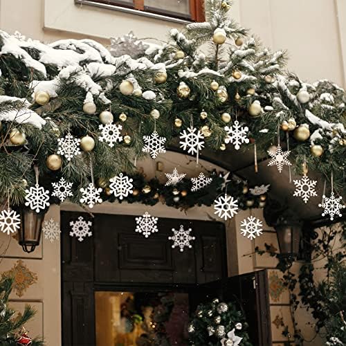30 peças de natal madeira flocos de neve recutas de flocos de neve ornamentos de madeira escavados flocos de neve pendurados