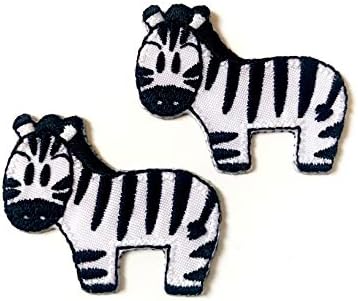 O conjunto de 2 minúsculos. Mini Zebra Animal Cute Detoon Patches Costura Ferro em Appliques Bordados Crachado Cradilheiro