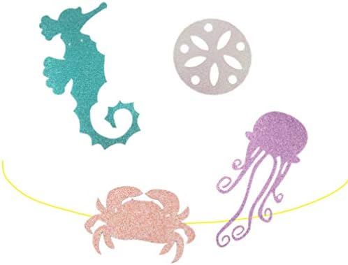 Tinksky Hawaiian Luau Garland Seahorse Jellyfish Searhell Crab Car Banner Glitter Glitter para decoração de festa