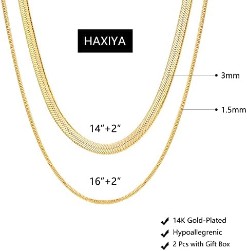 Jóias de colar em camadas de ouro Haxiya para mulheres 14k Gold/prata colar de corrente de cobrança de cobra de