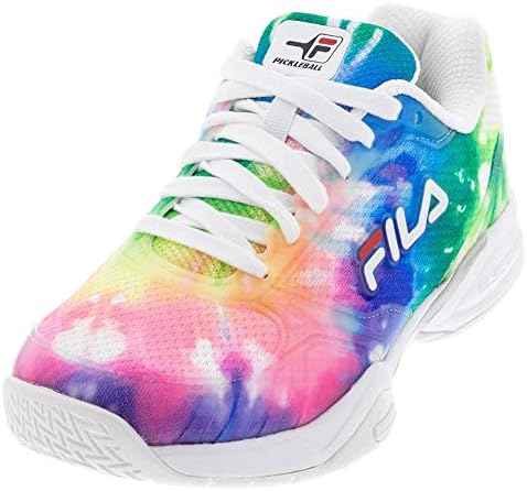 Fila feminina Bounce Double Branco/Pink Glo/Metallic Silver Pickleball Shoes