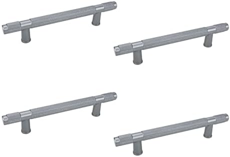 MEPROTAL 4PCS Gabinete serrilhado Handles de armário de alumínio Pull Matte Cinza da gaveta da gaveta, 96mm/3,78 Hole Center