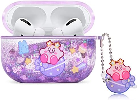 Mibonny fofo AirPods Pro Case Case Caso Japan Cartoon Anime Design Clear Glitter Liquid Quciksand Case de proteção de concha