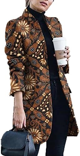 Jaqueta foviguo buft, jaqueta de outono aberta à beira-mar para mulheres de manga longa Cardigans Paisley Tweed