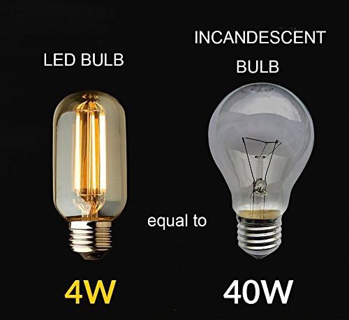 E-SIMPO 4W T45 Filamento LED vintage, lâmpada de 120V E26/E27 Edison, 2700k Branco branco de 400lm LED Bulb, igual a 40w Bulbo