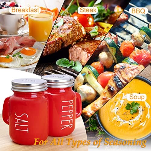 Conjunto de shakers de sal e pimenta vermelho - Dayyet 4 onças de sal e pimenta shakers - decoração de cozinha vermelha