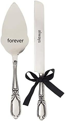 Santa Barbara Design Studio Wedding Stainless Steel Cake Server e Fnife Gift Set, 2 peças, para sempre e sempre