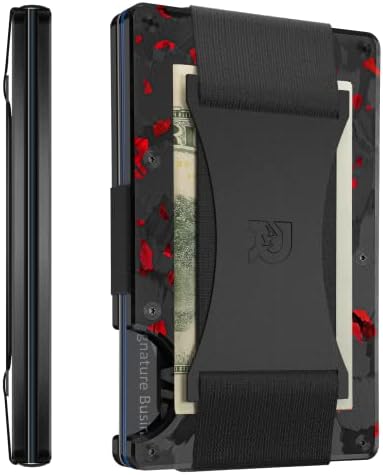 A carteira esbelta minimalista da cordilheira para homens - portador de cartão de crédito de bolso frontal de bloqueio de RFID - Aluminum Metal Small Mens Cartetes com correia de dinheiro