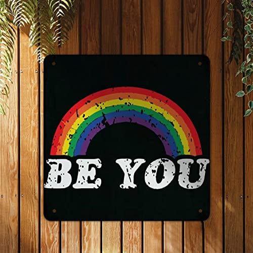 Godblessign Rainbow Igualidade lésbica gay lgbtq alumínio metal sinal grátis mãe abraços arco -íris girassóis metal sinalização de parede de parede de arte decorativa sinal rústico para quarto cozinha 15x15 polegada