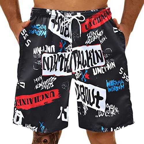 HDDK Mens Summer Bermuda Shorts, Street Graphic Strang Leg shorts soltos shorts de praia de férias elegantes shorts