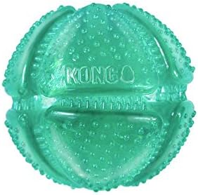 Kong - Squeezz Ball Dental - Textura flexível exclusiva, dentes e brinquedos para cães de limpeza de goma - Para cães médios
