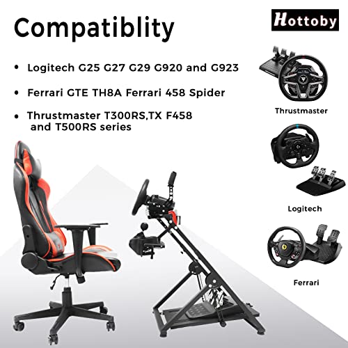 Roda de corrida HOTTOBY STAND PARA LOGITECH FANATEC FRUSTMASTER GAMING REAÇÃO Pedal e montagem do shifter, TX T500 T300 G29 G920 G923 PS4, roda dobrável e ajustável de inclinação/pedais não incluídos