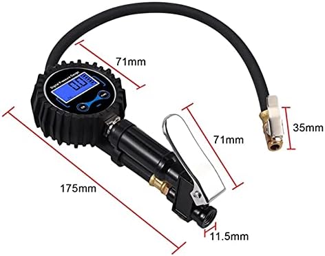 XJJZS inflador de pneu digital 0-200PSI com manômetro de pressão com 4 tampas de válvula Medidor de inflador de pneu