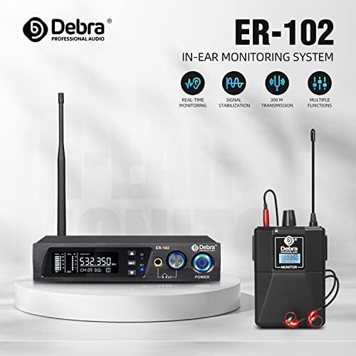 D Debra Audio Pro ER-102 UHF canal único sem fio no sistema de monitor de ouvido com tipo de monitoramento para palco, banda, estúdio de gravação, músicos, monitoramento